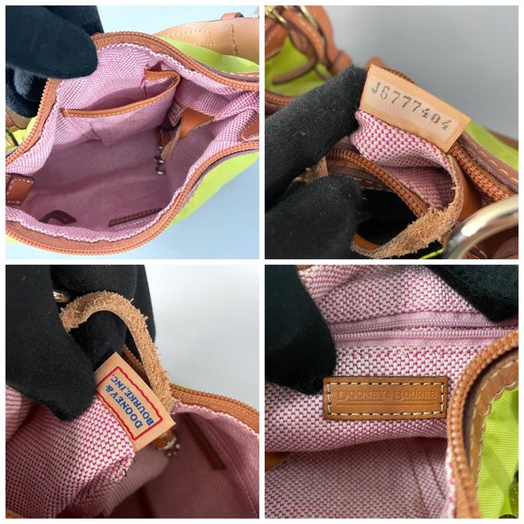 Dooney & Burke Green Nylon Brown Leather Trim/Strap Hobo Shoulder Bag - Picture 8 of 15